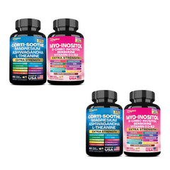 Soothe & Smooth Bundle - Zoyava Cortisol and Myo-Inositol All-in-One Dietary Supplement - Multivitamin Combo with Extra Strength Ingredients for Fitness & Healthcare - MADE IN USA