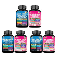 Soothe & Smooth Bundle - Zoyava Cortisol and Myo-Inositol All-in-One Dietary Supplement - Multivitamin Combo with Extra Strength Ingredients for Fitness & Healthcare - MADE IN USA