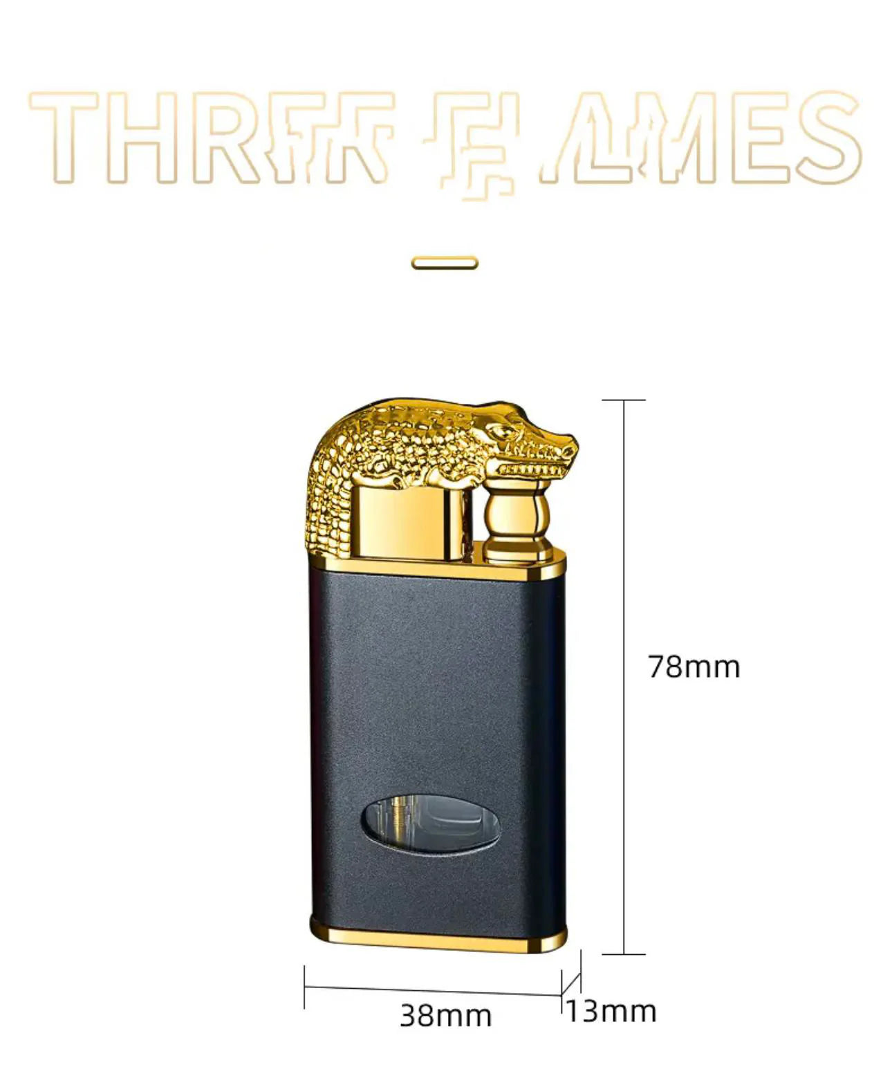 Crocodile Twin Flame Windproof Lighter, Refillable Lighter