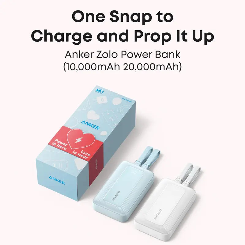 Anker Zolo Power Bank, 10,000mAh 30W Max Fast Charging with Built-In USB-C and MFi-Certified Lightning Cables, For iPhone 15 Series, MacBook, and More