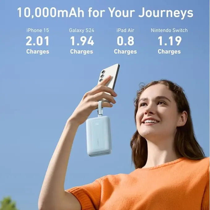Anker Zolo Power Bank, 10,000mAh 30W Max Fast Charging with Built-In USB-C and MFi-Certified Lightning Cables, For iPhone 15 Series, MacBook, and More