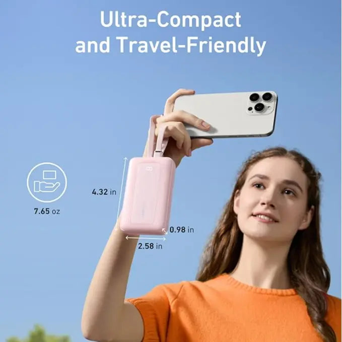 Anker Zolo Power Bank, 10,000mAh 30W Max Fast Charging with Built-In USB-C and MFi-Certified Lightning Cables, For iPhone 15 Series, MacBook, and More