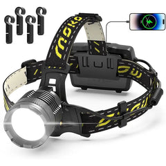 Moko 150000 lumen rechargeable headlamp-60H long battery life detachable, 8 modes super bright 50W bulb IP68 waterproof 90 ° adjustable sensor headlight for outdoor camping fishing running hunting