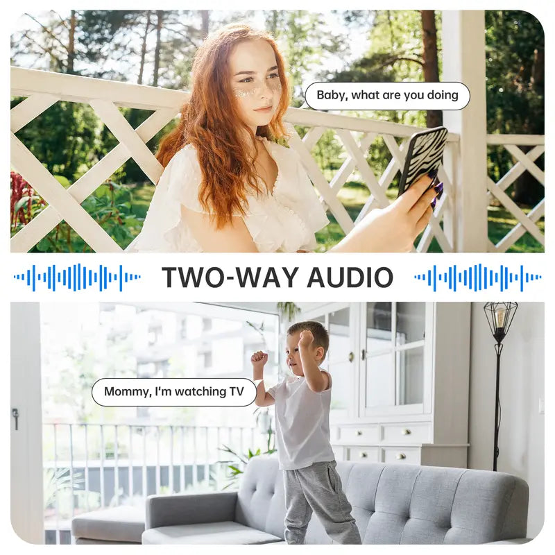 3MP 5G&2.4GHz WiFi Camera with Motion Detection and Two-Way Audio for Home Security - Wireless, Automatic Cable Monitoring Phone