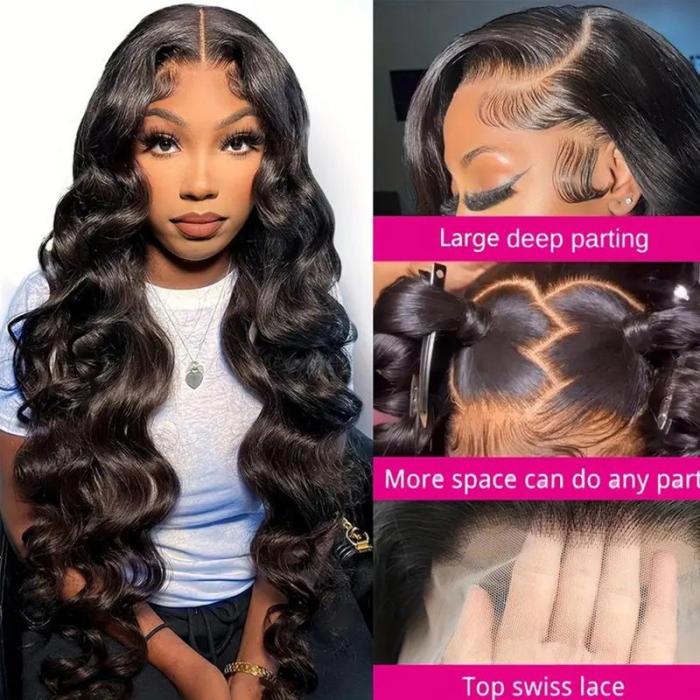 Body Wave 13x6 HD Lace Front Human Hair Wigs 200% density Pre plucked Lace Frontal Human Hair Wigs For Women With Baby Hair