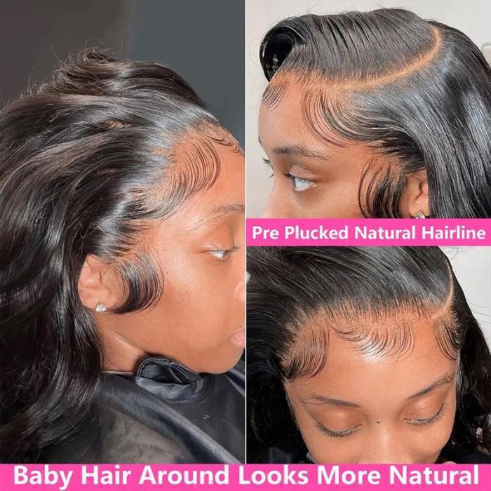 Body Wave 13x6 HD Lace Front Human Hair Wigs 200% density Pre plucked Lace Frontal Human Hair Wigs For Women With Baby Hair