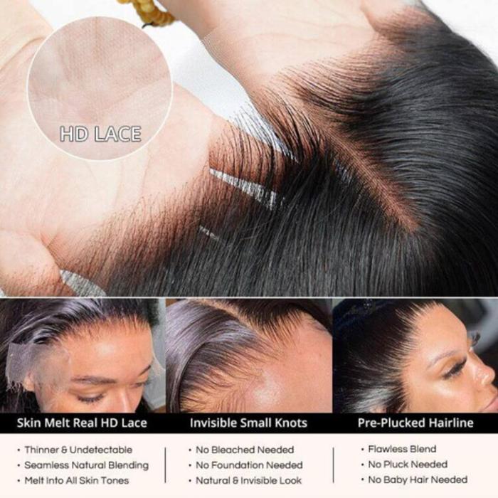Body Wave 13x6 HD Lace Front Human Hair Wigs 200% density Pre plucked Lace Frontal Human Hair Wigs For Women With Baby Hair