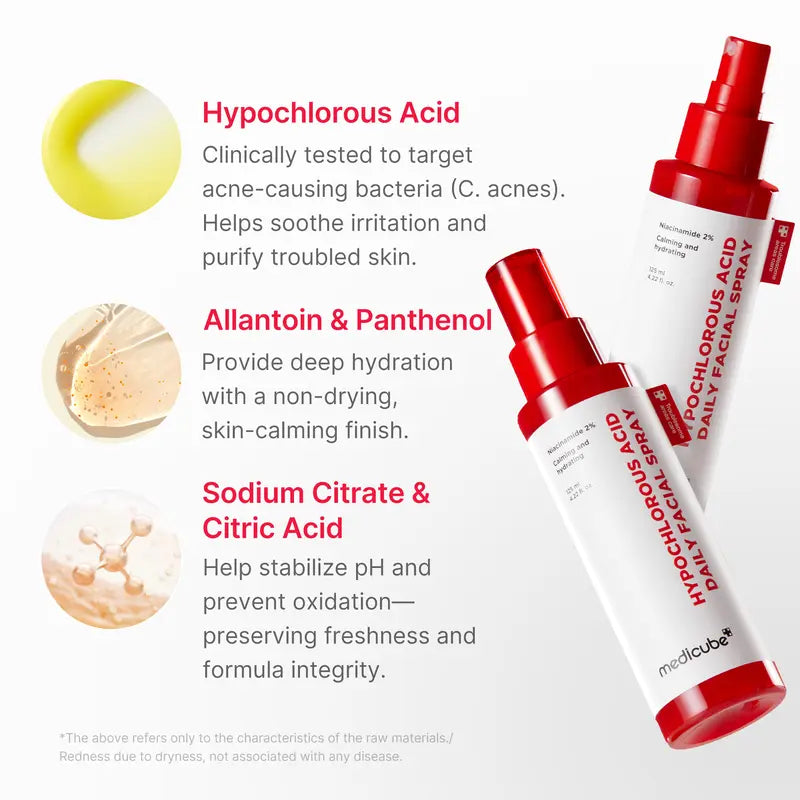 [NEW] [medicube] Hypochlorous Power Relief SOS Spray Designed for Acne Prone Skin l Hypochlorous Acid Facial Mist for Soothing Redness due to dryness | Niacinamide For Uneven Skin Tone & Texture | Korean Skincare | 4.22 fl.oz
