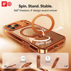 CASEKO0 Cosmic Orange iPhone 17 Pro Max Case with 360 Spin Magnetic Stand [Fit for MagSafe][17FT Military Protection] Slim Polished for iPhone 17 Pro Max Case with Stand 6.9",Cosmic Orange