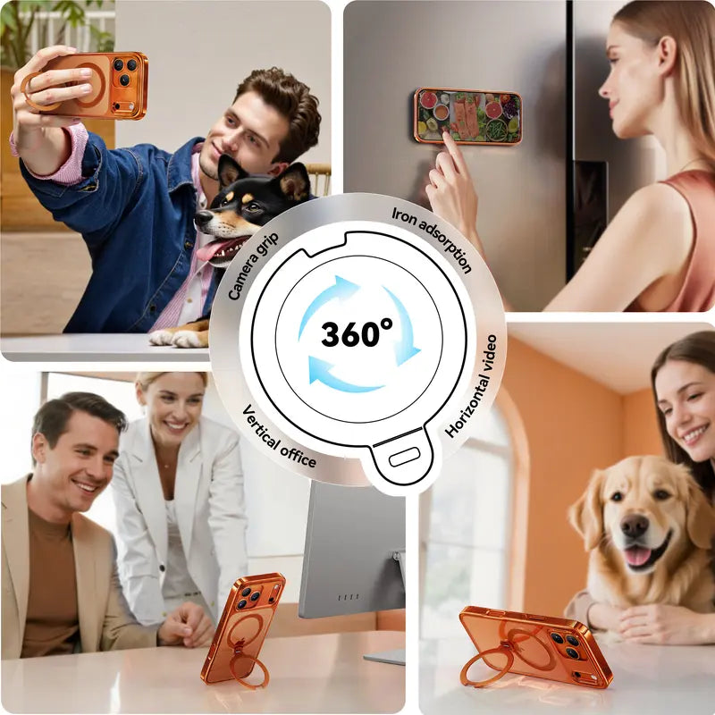 CASEKO0 Cosmic Orange iPhone 17 Pro Max Case with 360 Spin Magnetic Stand [Fit for MagSafe][17FT Military Protection] Slim Polished for iPhone 17 Pro Max Case with Stand 6.9",Cosmic Orange