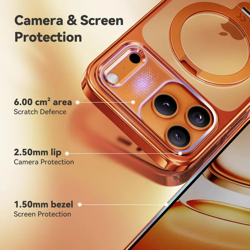 CASEKO0 Cosmic Orange iPhone 17 Pro Max Case with 360 Spin Magnetic Stand [Fit for MagSafe][17FT Military Protection] Slim Polished for iPhone 17 Pro Max Case with Stand 6.9",Cosmic Orange