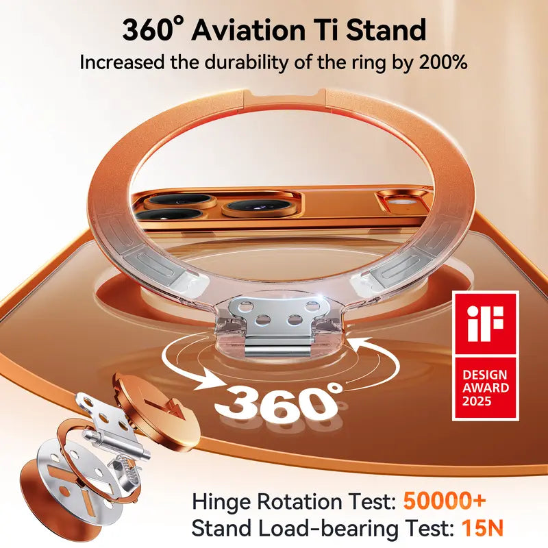 CASEKO0 Cosmic Orange iPhone 17 Pro Max Case with 360 Spin Magnetic Stand [Fit for MagSafe][17FT Military Protection] Slim Polished for iPhone 17 Pro Max Case with Stand 6.9",Cosmic Orange