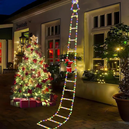 LED Christmas Lights -10ft Christmas Decorative Ladder Lights with Santa Claus, Xmas Decorations Light for Indoor Outdoor, Window, Garden, Home, Wall, Xmas Tree Decor -Multicolor