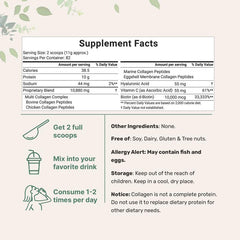 Multi Collagen Peptides Powder - Hydrolyzed Protein Peptides (Type I,II,III,V,X) with Hyaluronic Acid, Biotin & Vitamin C - Unflavored